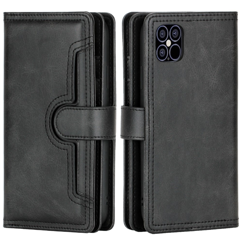 Læder multi-slot tegnebog iPhone 13 Pro Max sort