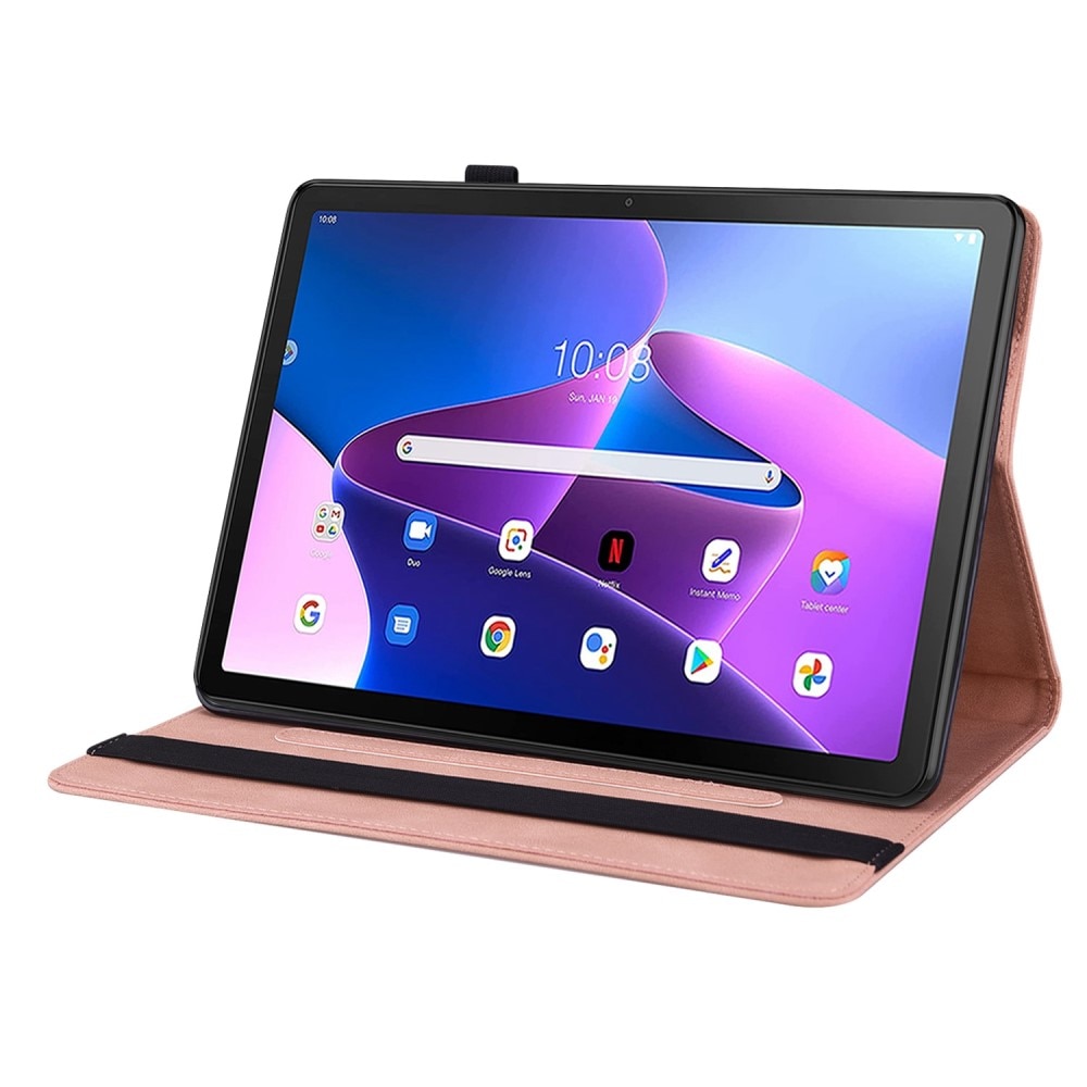 Læderetui Sommerfugle Lenovo Tab M10 Plus (3rd gen) lyserød