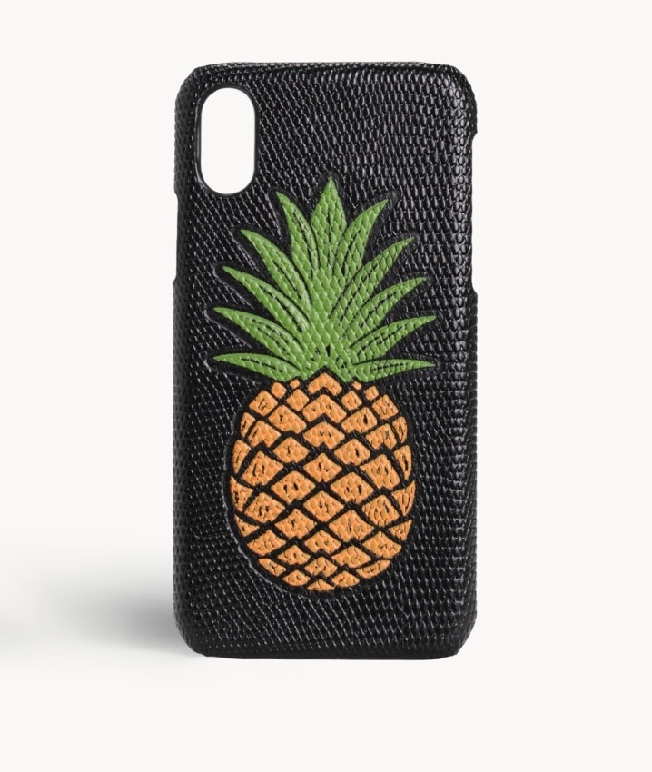 Cover iPhone Xs Max Pineapple Orange Lizard Black