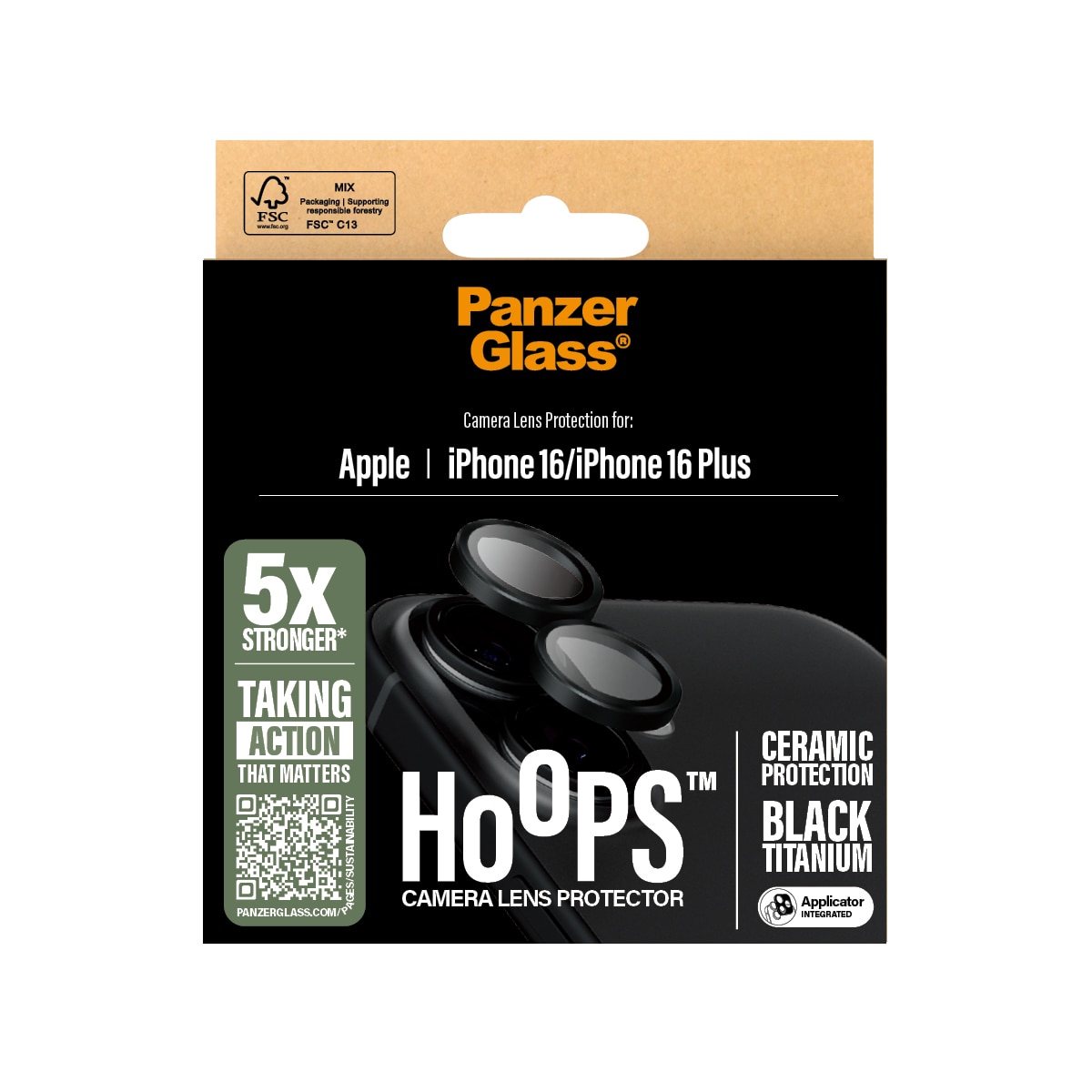 iPhone 16 Plus Hoops Ceramic Camera Lens Protector Black