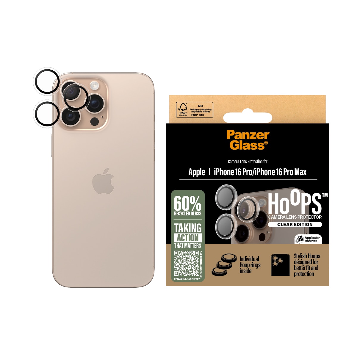 iPhone 16 Pro Hoops Camera Lens Protector Gennemsigtig