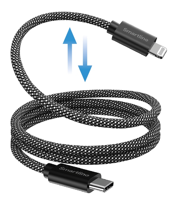 Magnetisk USB-C til Lightning kabel 1m sort