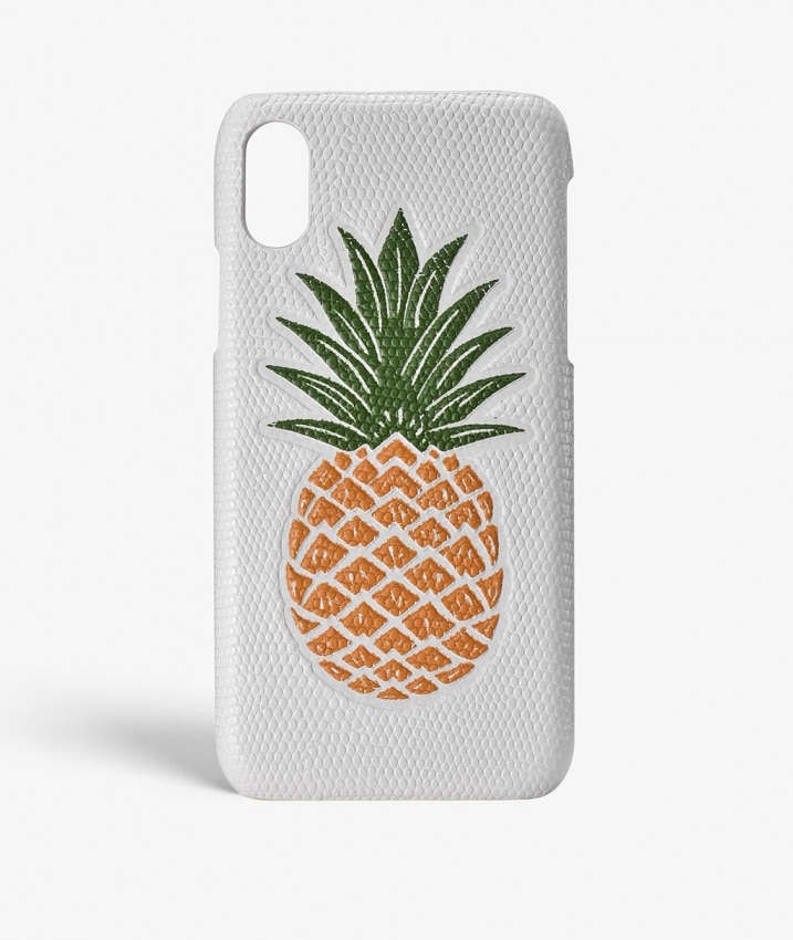 Cover iPhone X/XS Pineapple Orange Lizard White