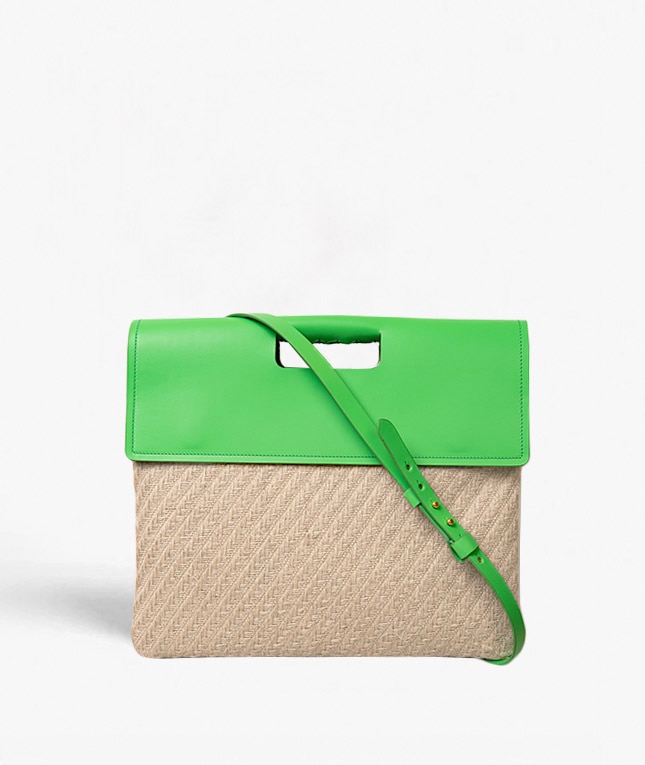 Trend Bag Jute Leather Vegetable Tanned Vibrant Green