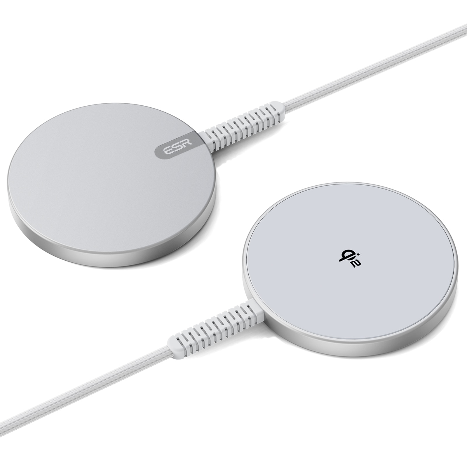 HaloLock Mini Qi2 MagSafe Magnetic Wireless Charger sølv