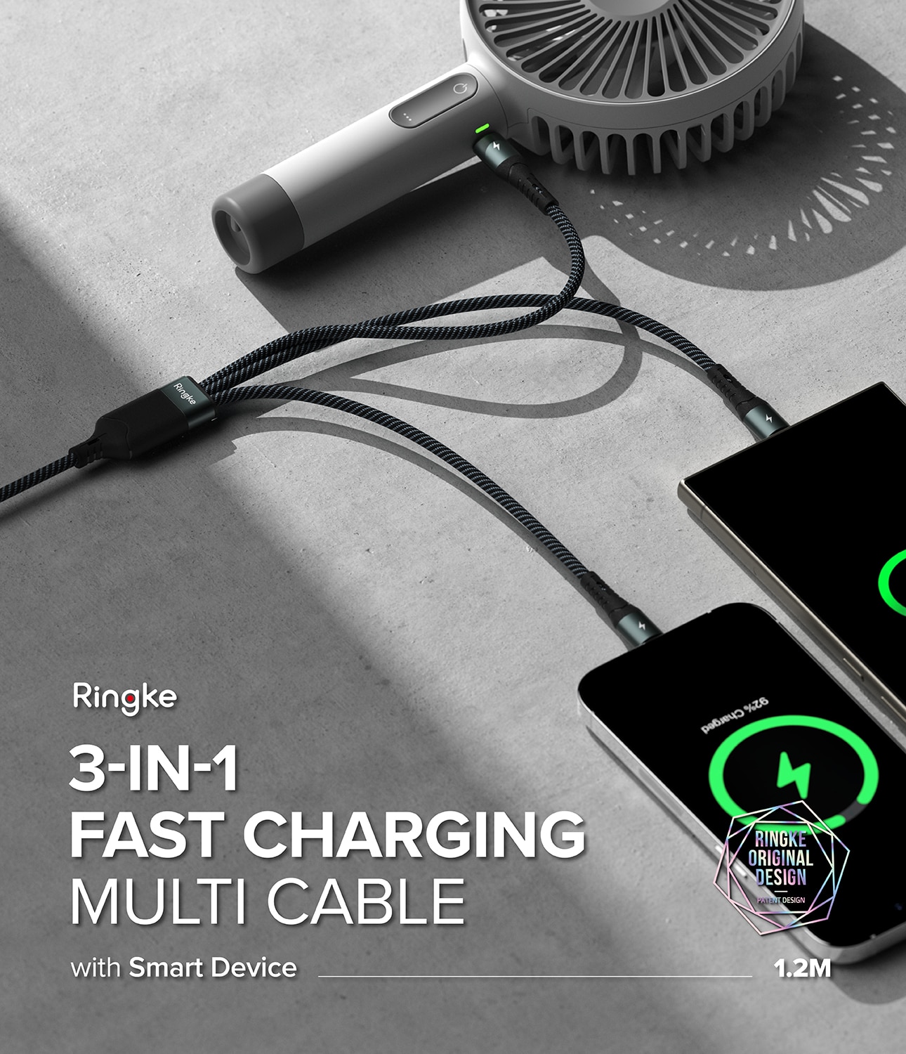 3-in-1 Fast Charging Multi Kabel sort