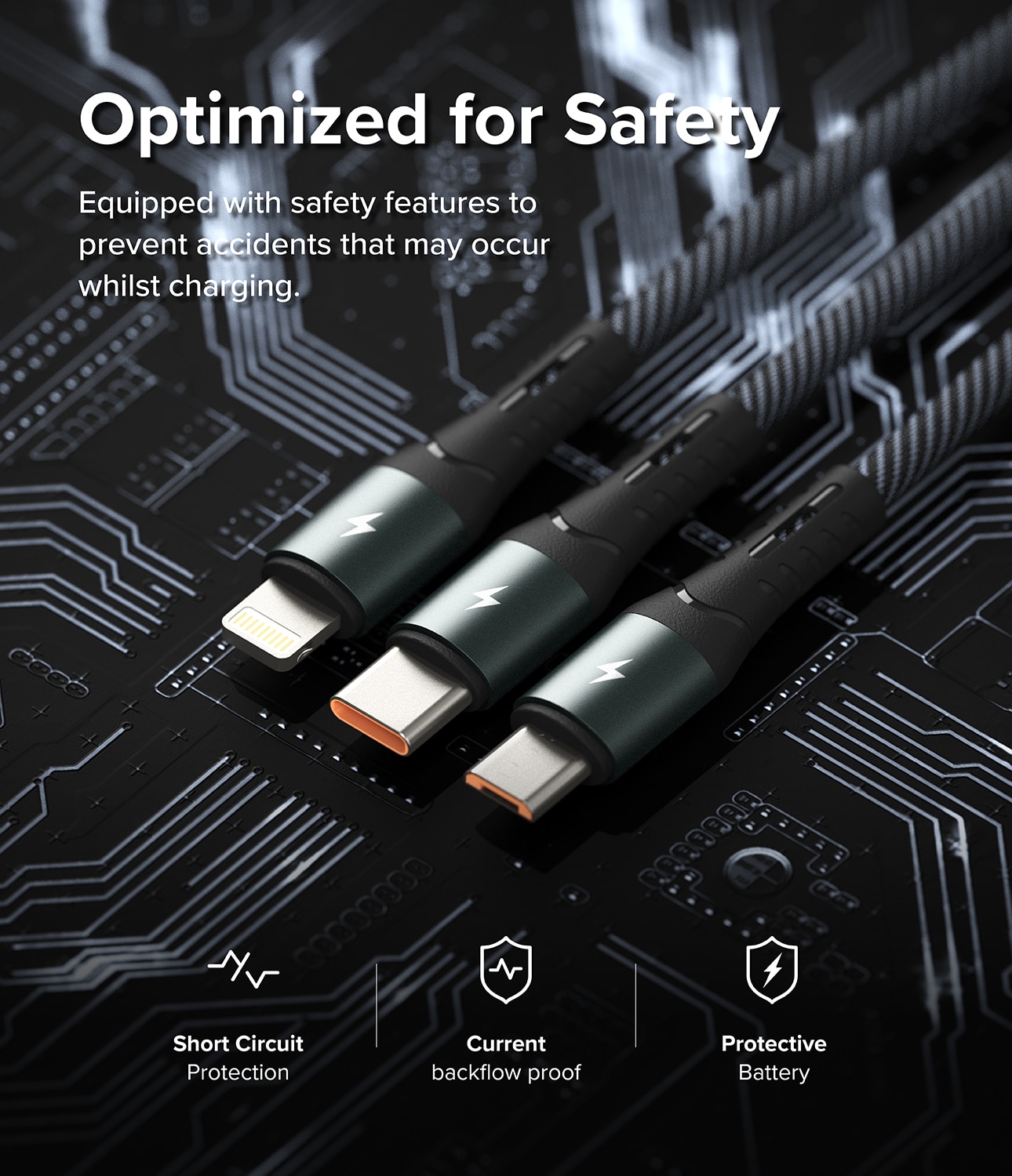 3-in-1 Fast Charging Multi Kabel sort