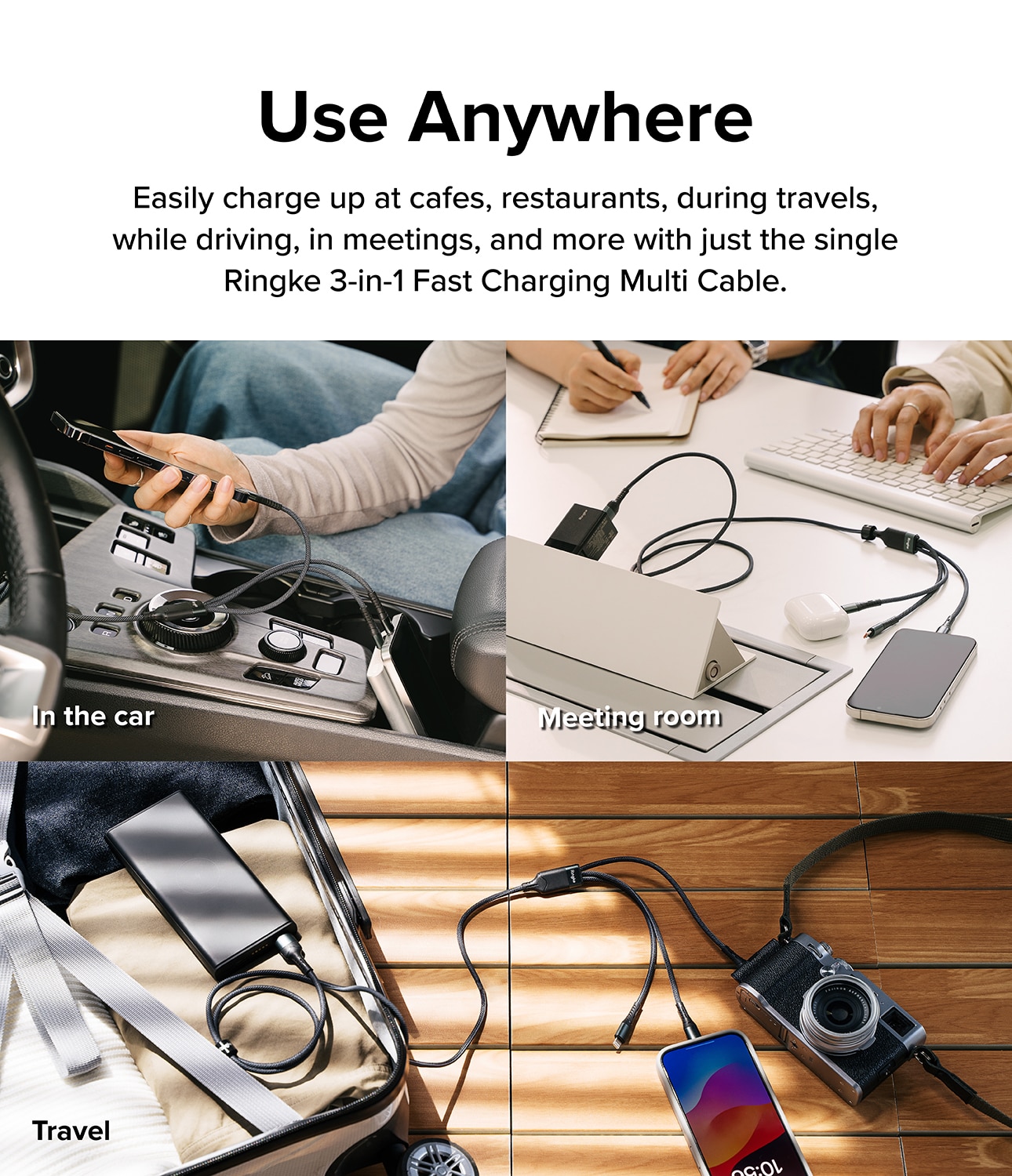 3-in-1 Fast Charging Multi Kabel sort