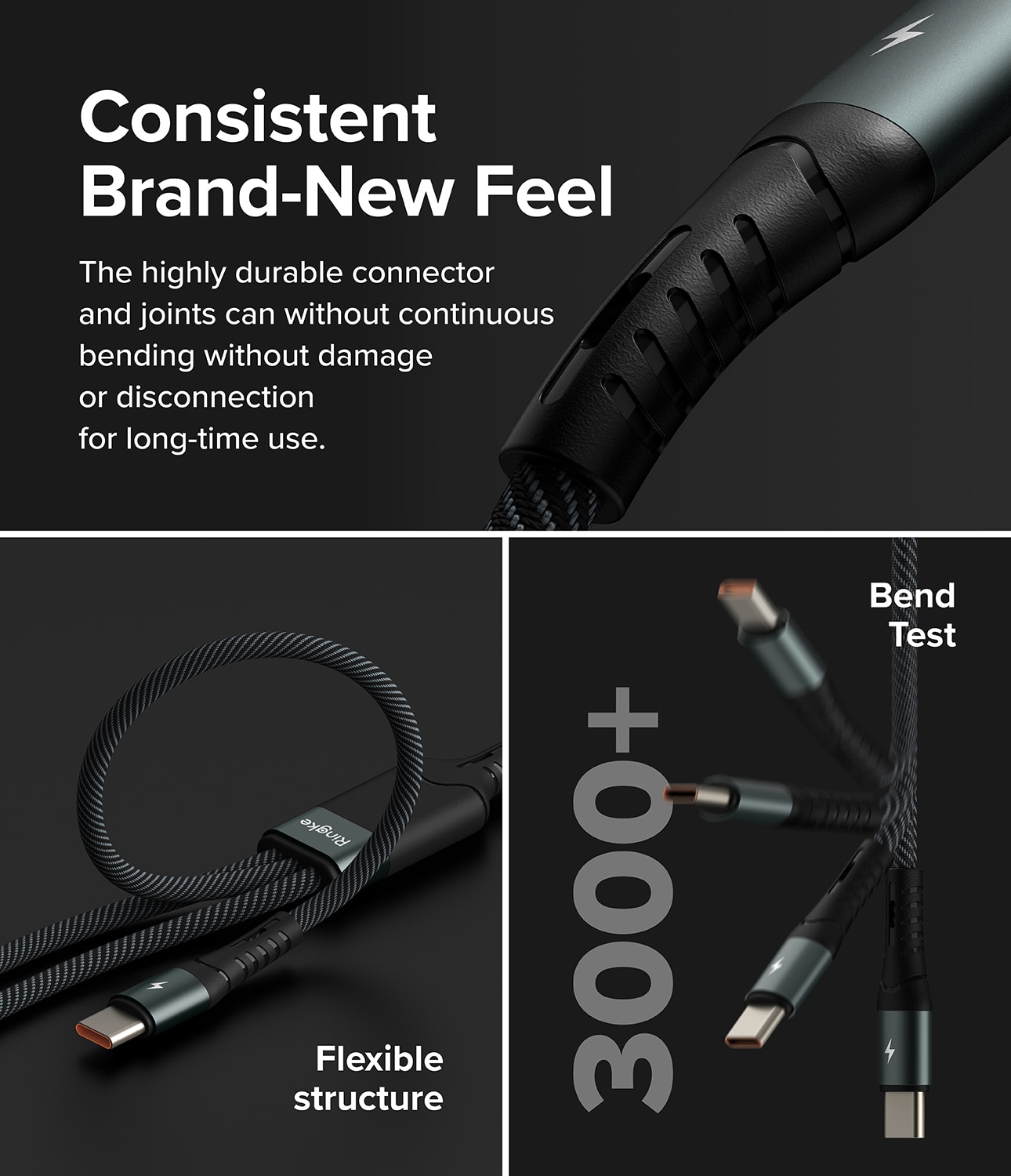 3-in-1 Fast Charging Multi Kabel sort