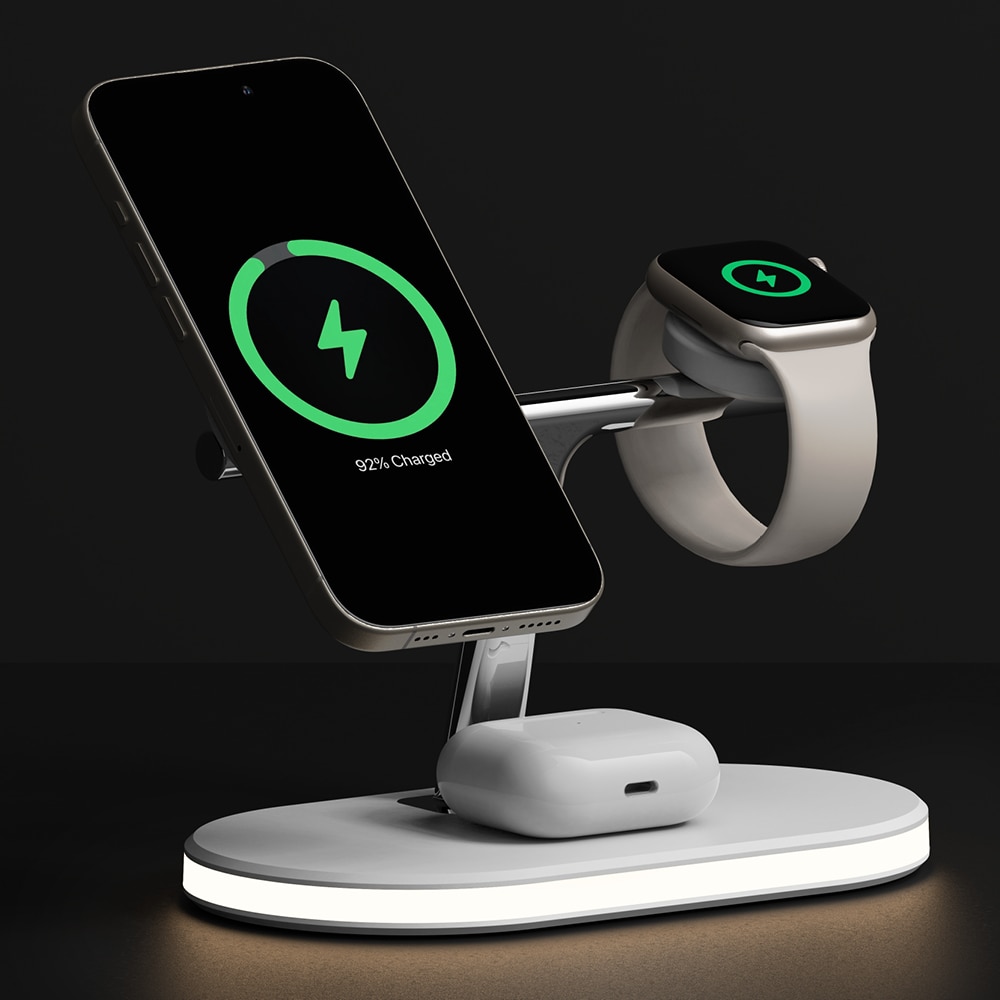 3-in-1 Wireless Charger Stand hvid
