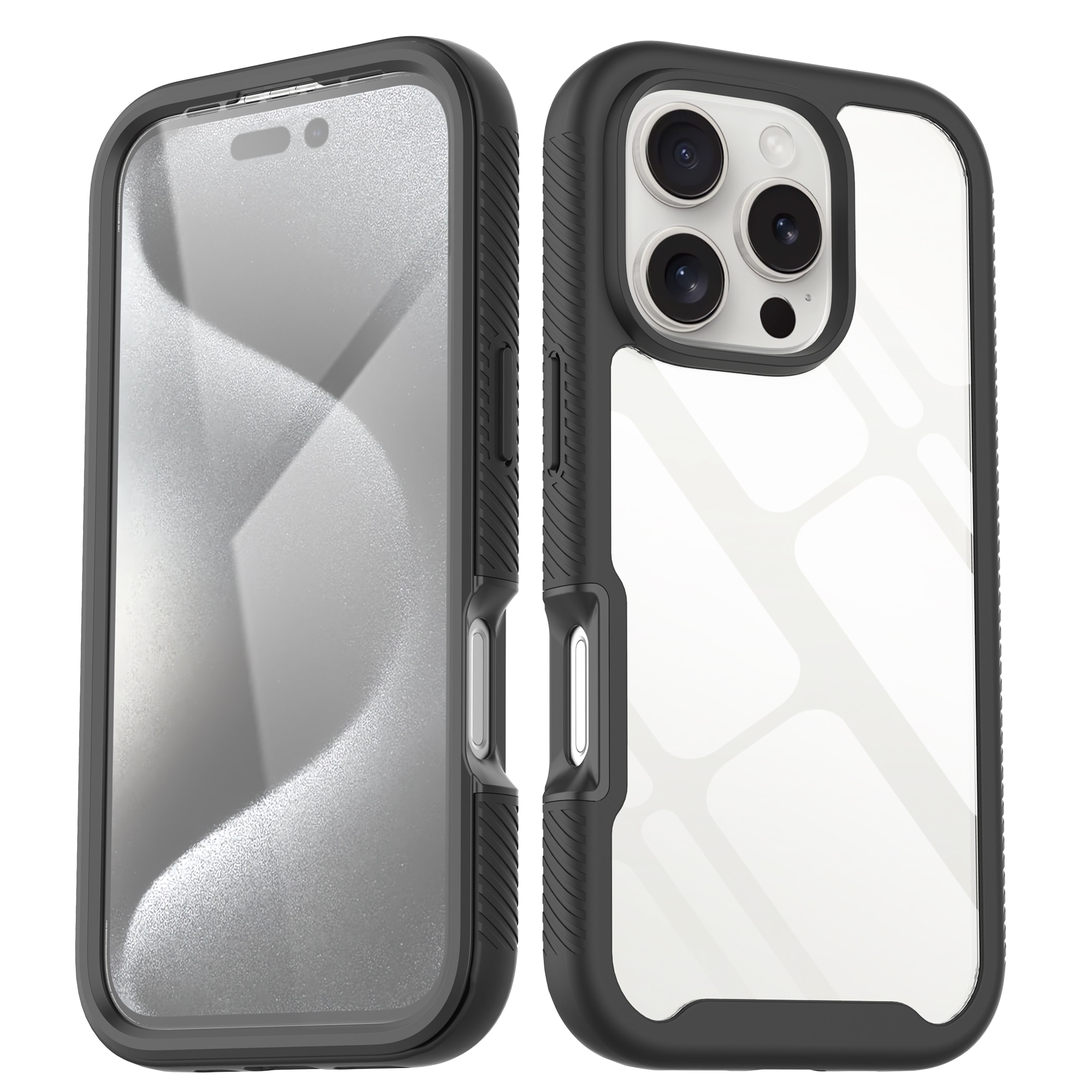 Full Protection Case iPhone 16 Pro sort/gennemsigtig