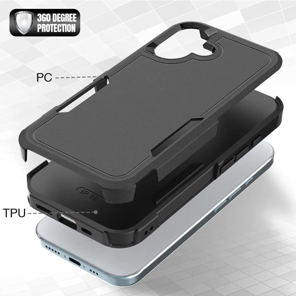 Off-road Hybridcover iPhone 16 sort