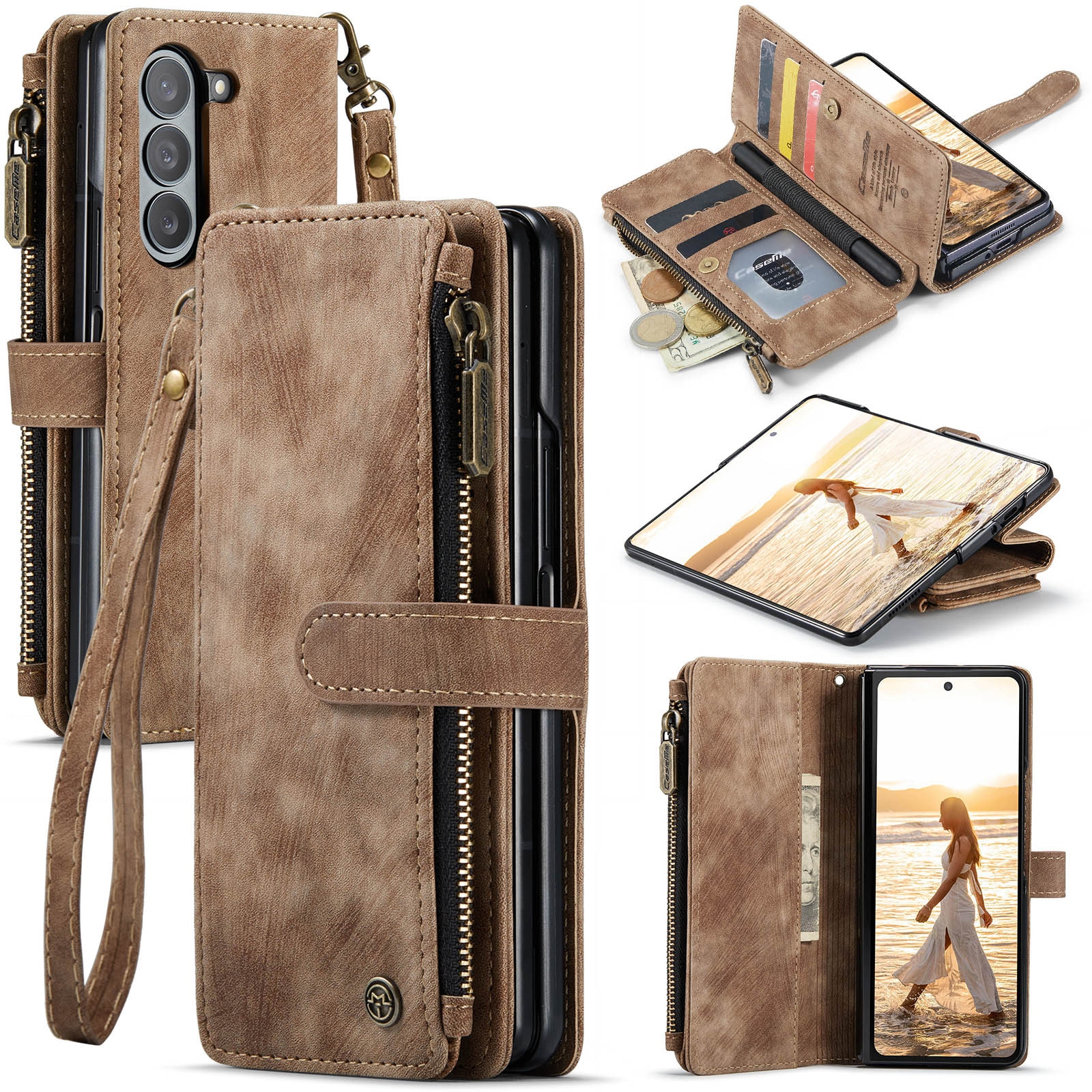 Zipper Wallet Samsung Galaxy Z Fold 6 brun