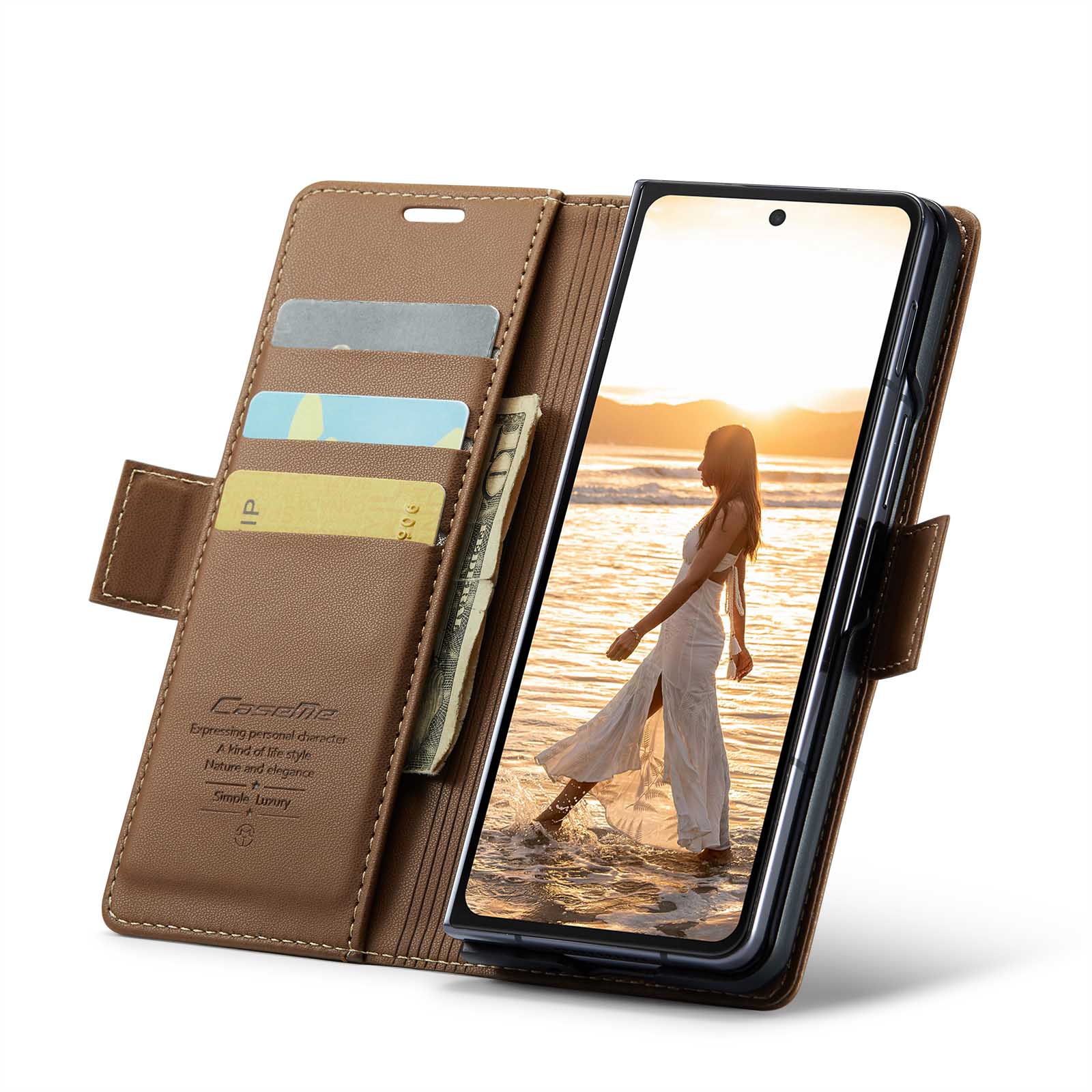 RFID blocking Slim Pung Etui Samsung Galaxy Z Fold 6 brun