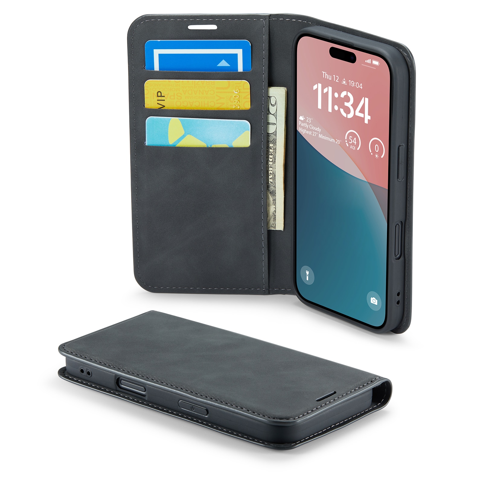 iPhone 16 Plus Slim Mobiltaske Sort