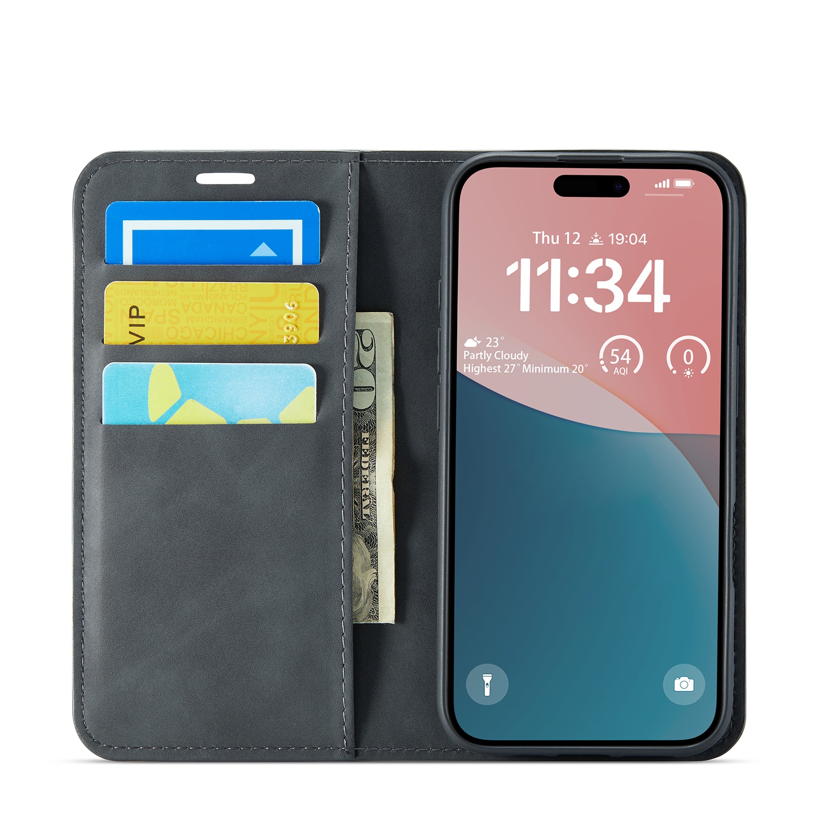 iPhone 16 Plus Slim Mobiltaske sort