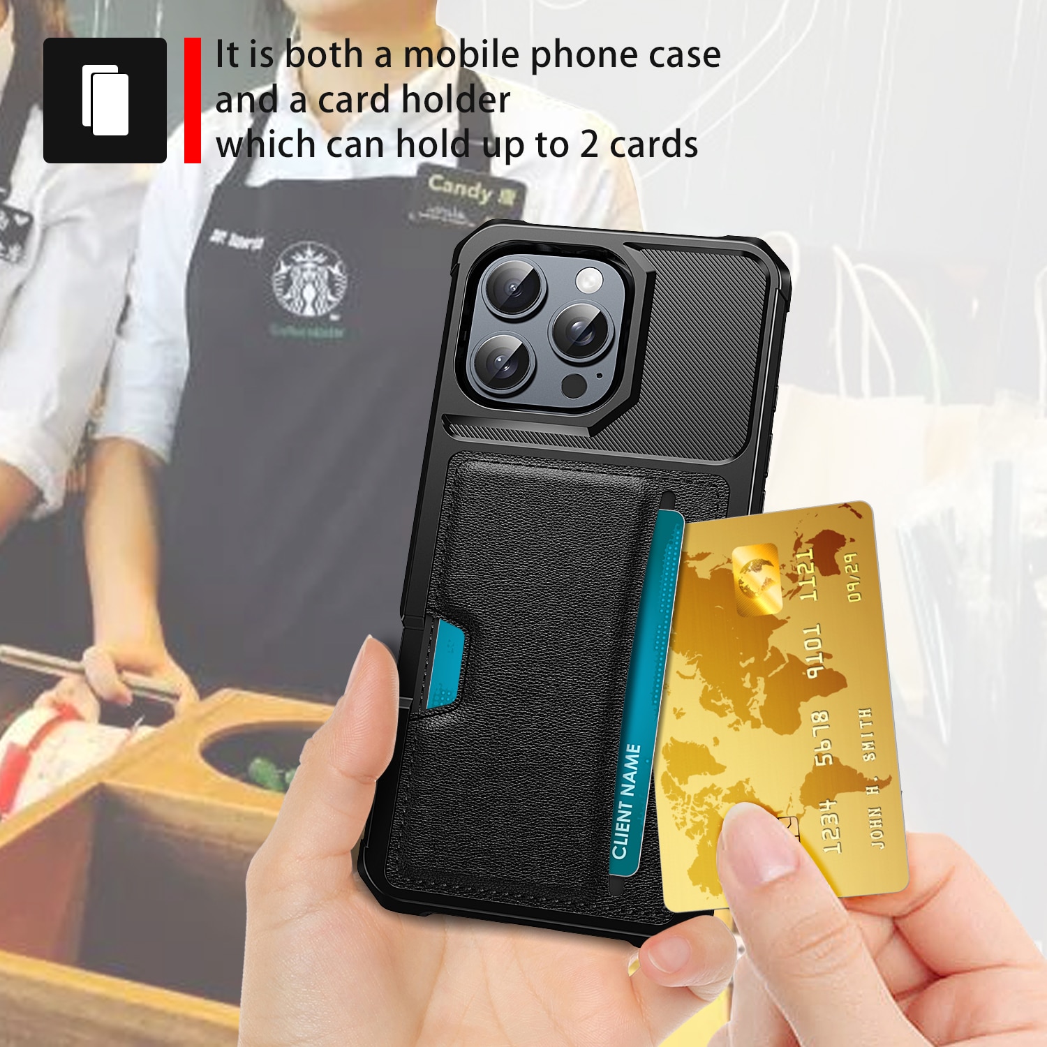 Tough Card Case iPhone 16 Pro sort