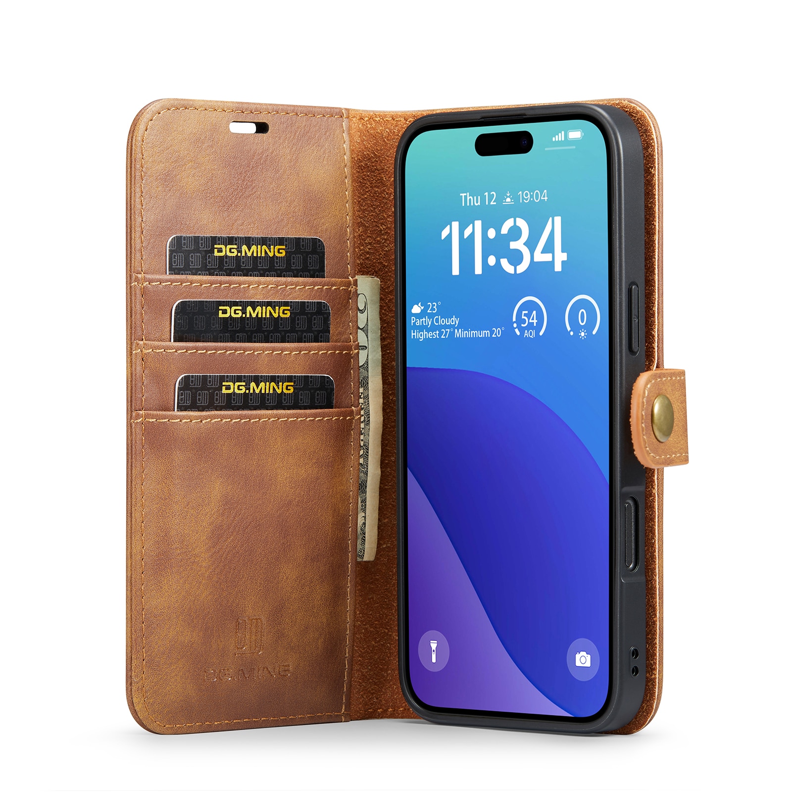 Magnet Wallet iPhone 16 Pro Cognac