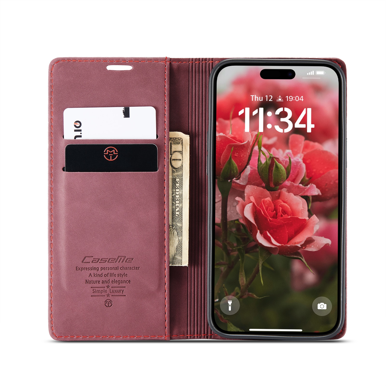 Slim Pung Etui iPhone 16 Plus Rød