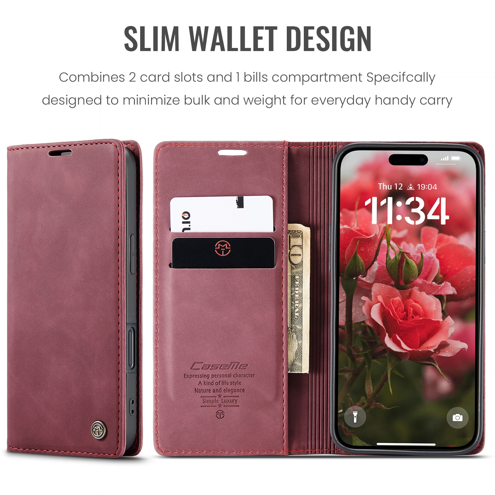 Slim Pung Etui iPhone 16 Plus Rød