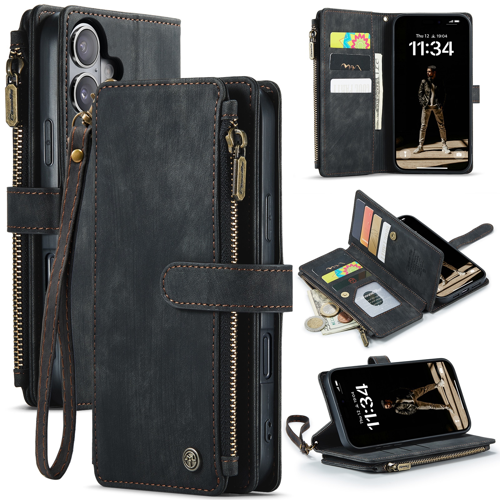 Zipper Wallet iPhone 16 Sort