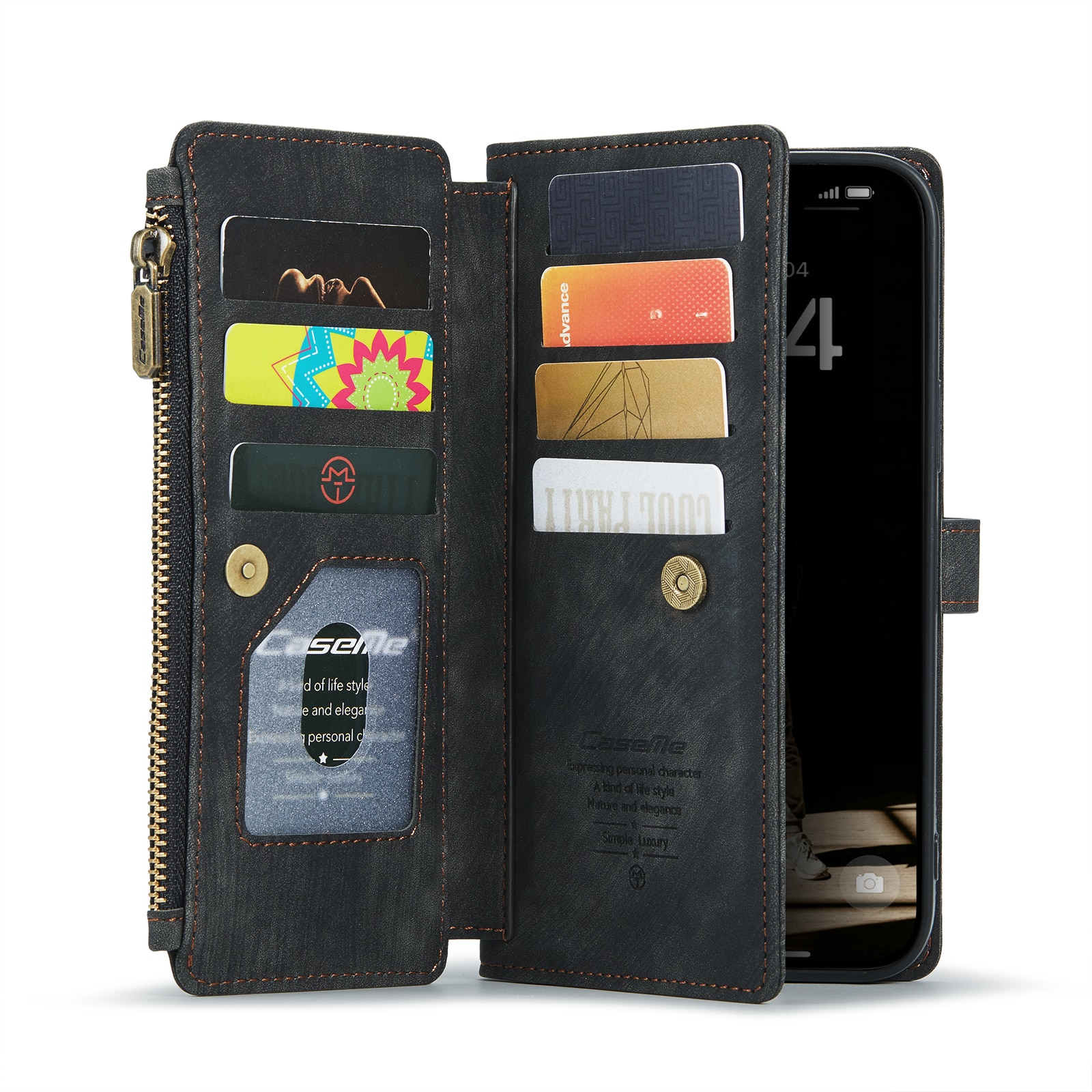 Zipper Wallet iPhone 16 Plus Sort