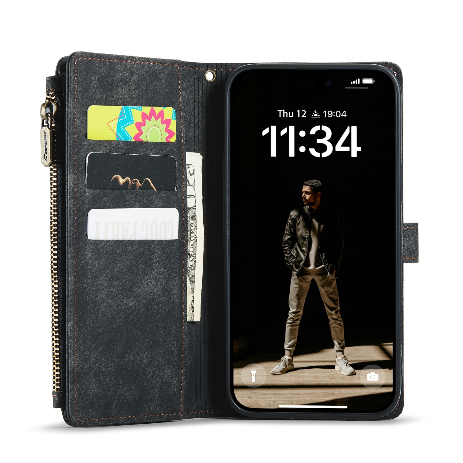 Zipper Wallet iPhone 16 Sort