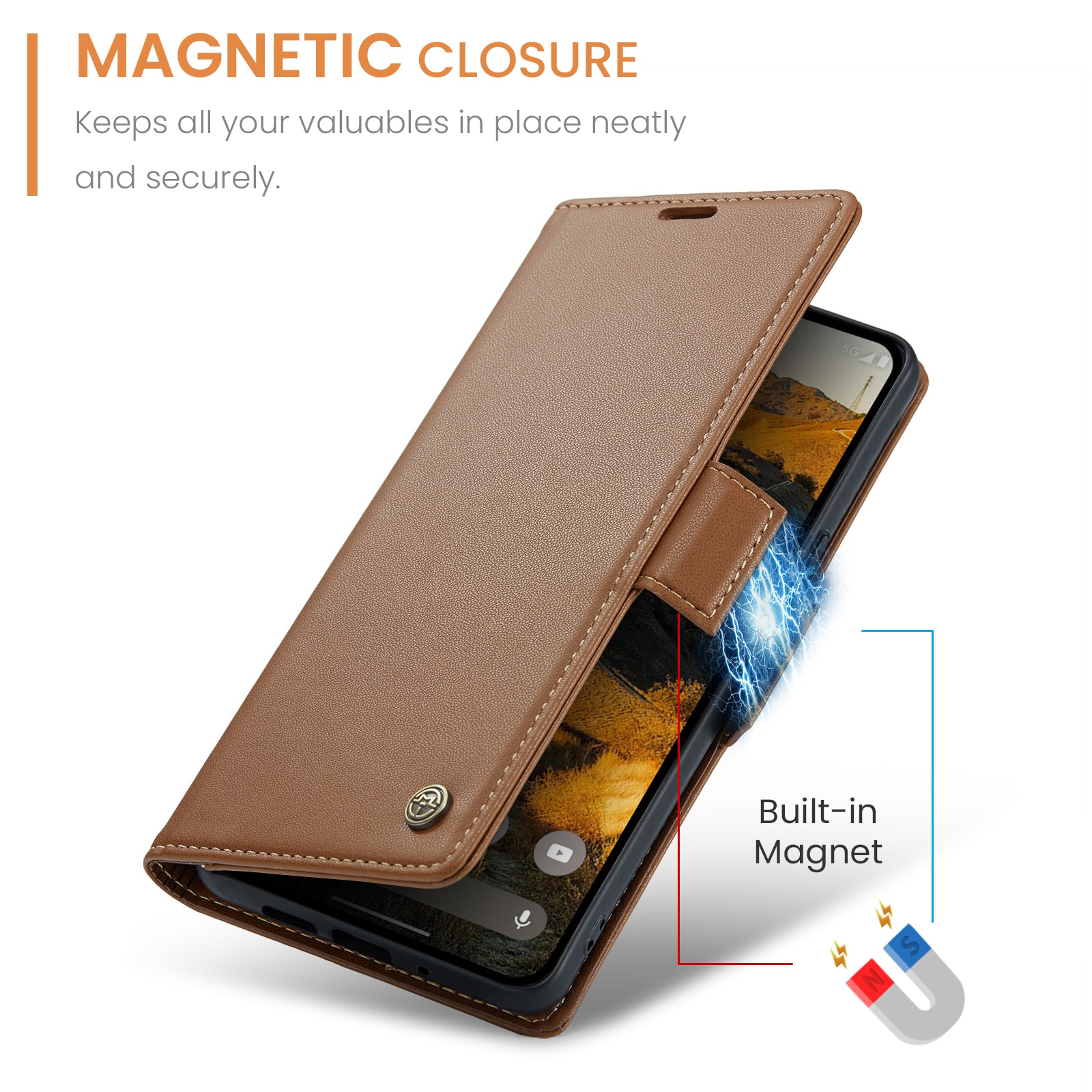 RFID blocking Slim Pung Etui Google Pixel 9 Pro XL Brun