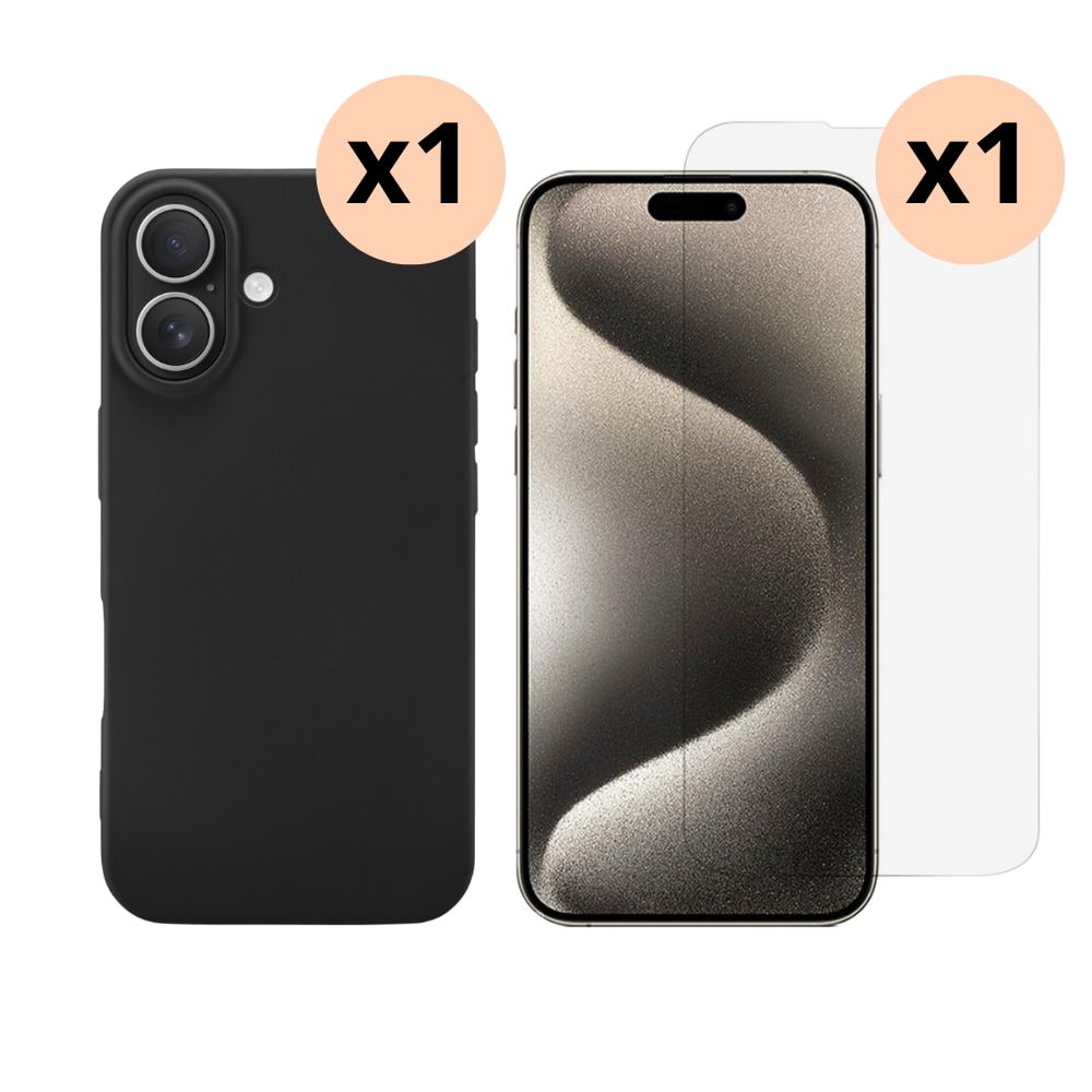 iPhone 16 Beskyttelsessæt TPU-cover og Skærmbeskyttelse