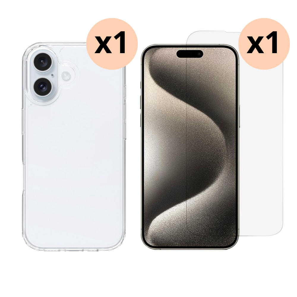 iPhone 16 Plus Beskyttelsessæt Cover og Skærmbeskyttelse