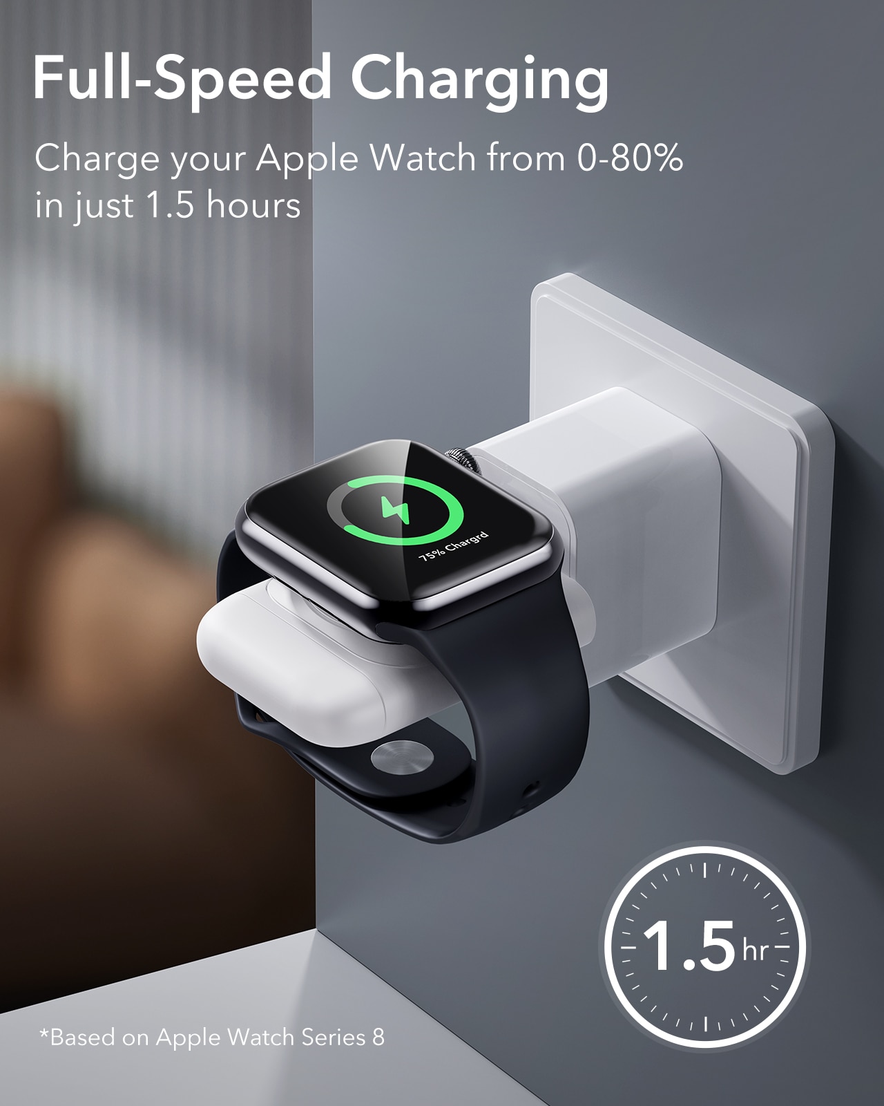 Bærbar Apple Watch oplader hvid