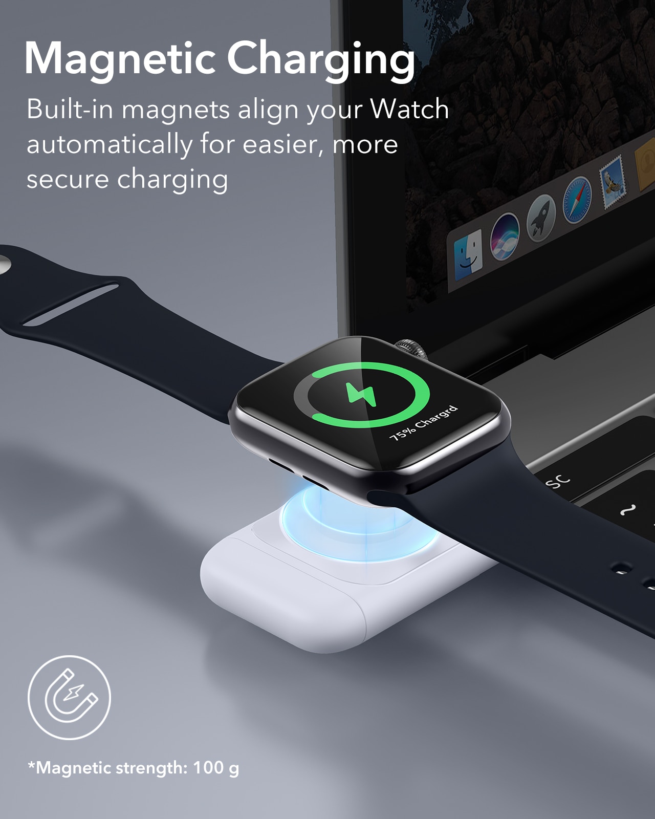 Bærbar Apple Watch oplader hvid