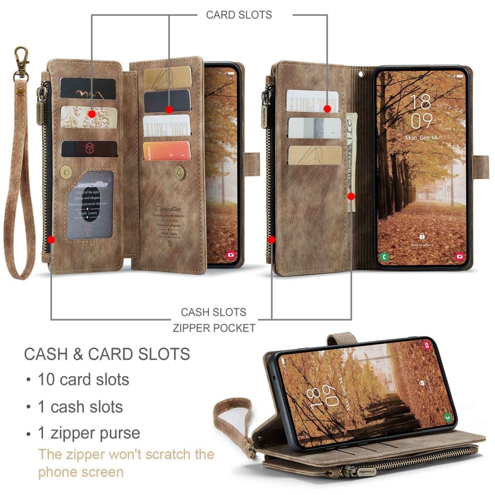 Zipper Wallet Samsung Galaxy A55 Brun