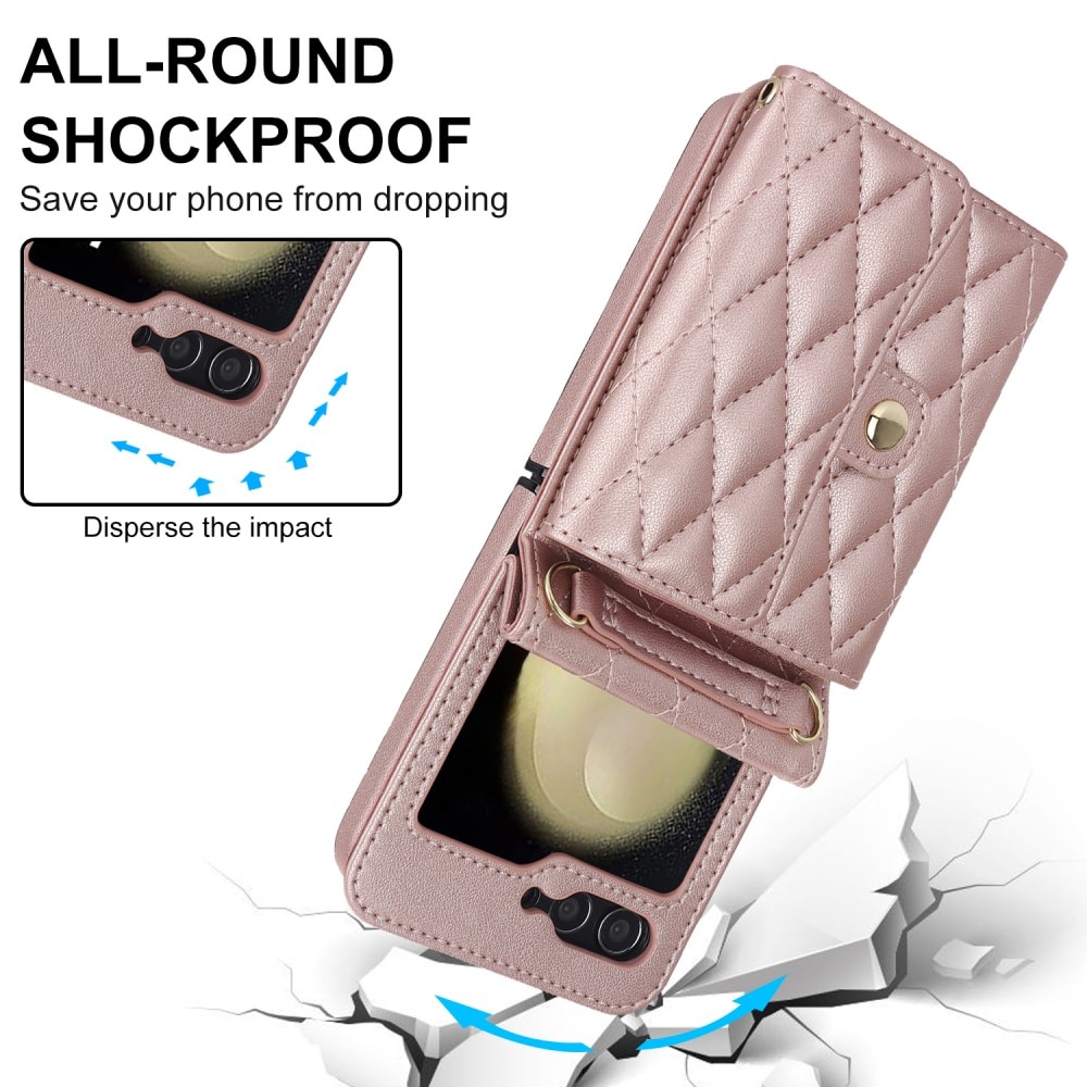 RFID blocking Pung Taske Samsung Galaxy Z Flip 6 Quilted rose guld