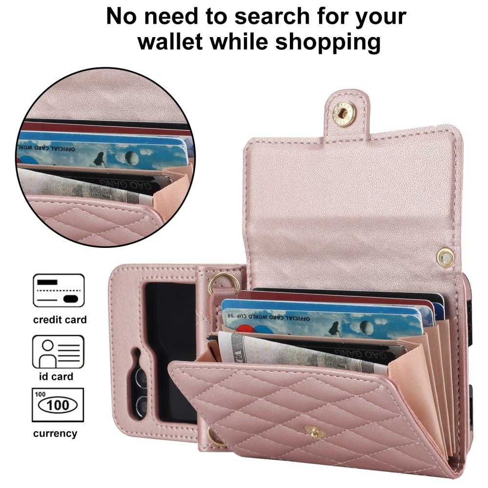 RFID blocking Pung Taske Samsung Galaxy Z Flip 6 Quilted rose guld