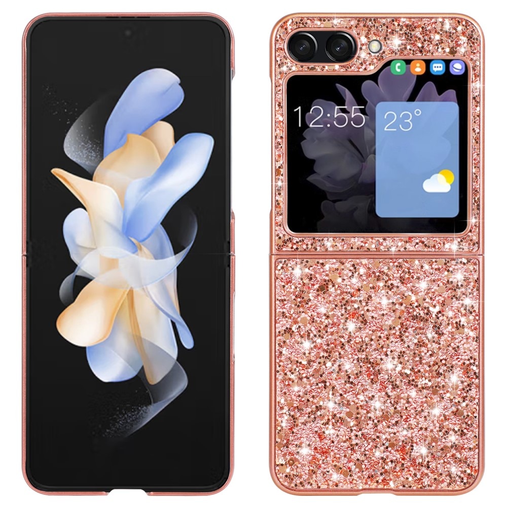 Glittercover Samsung Galaxy Z Flip 6 rose guld