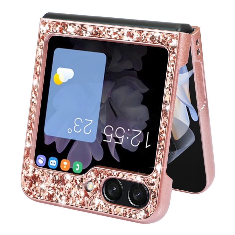 Glittercover Samsung Galaxy Z Flip 6 rose guld