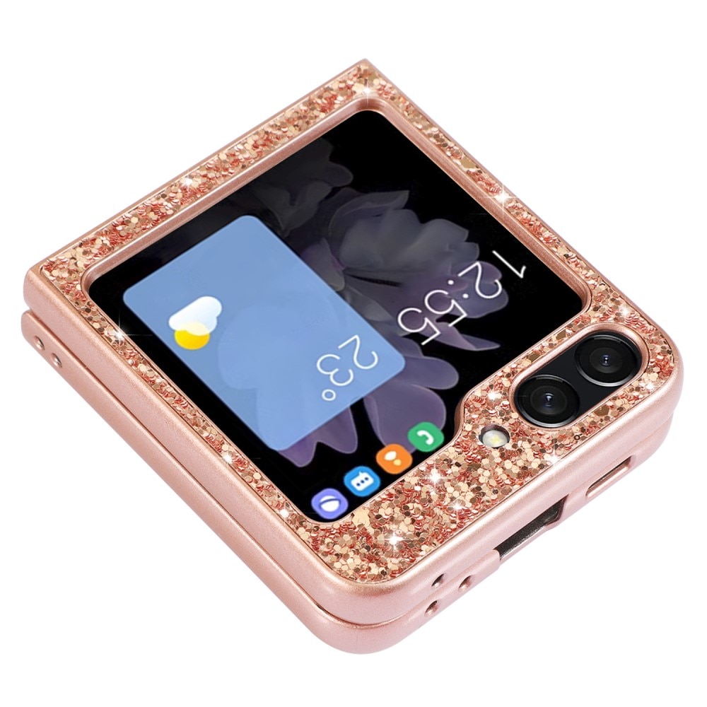 Glittercover Samsung Galaxy Z Flip 6 rose guld