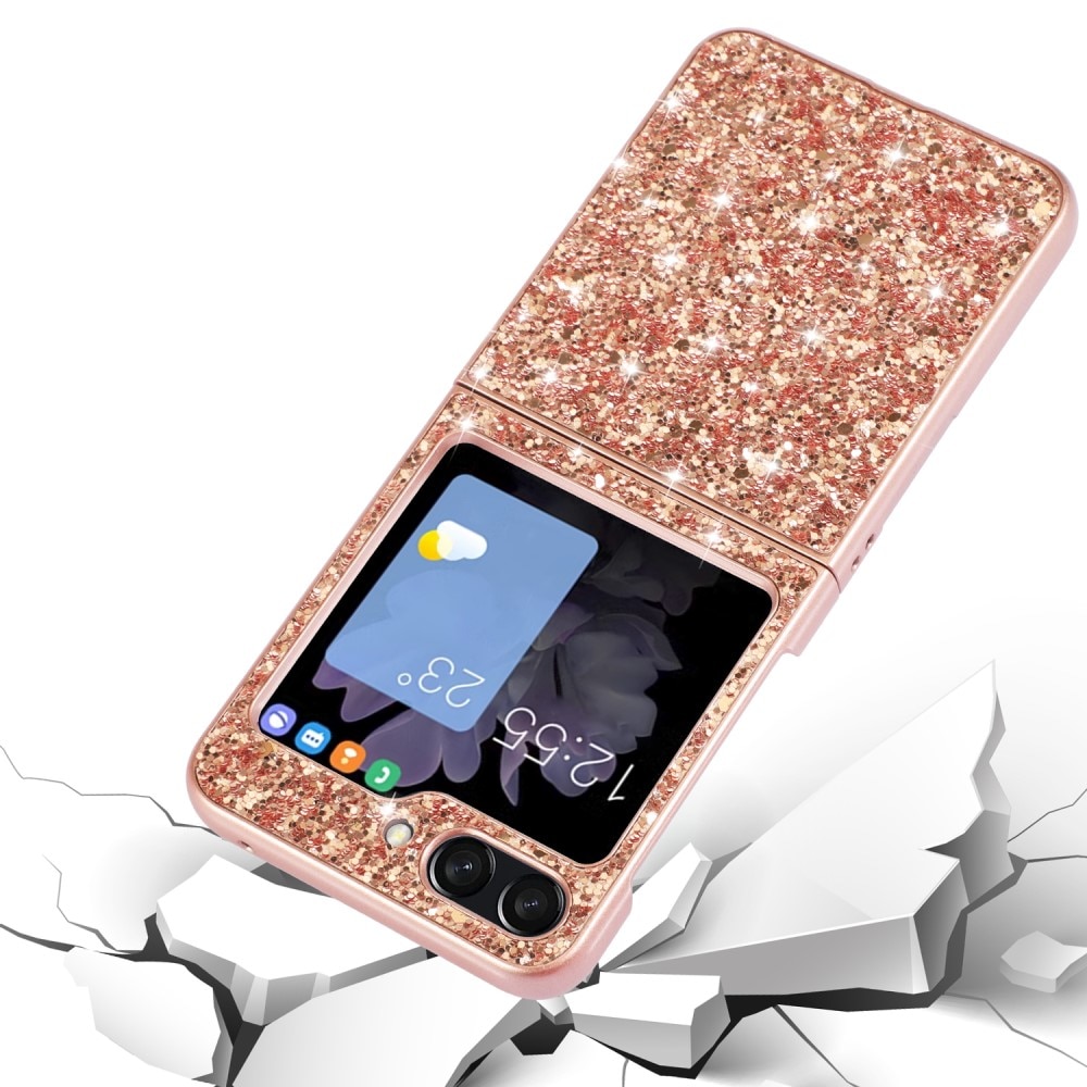 Glittercover Samsung Galaxy Z Flip 6 rose guld