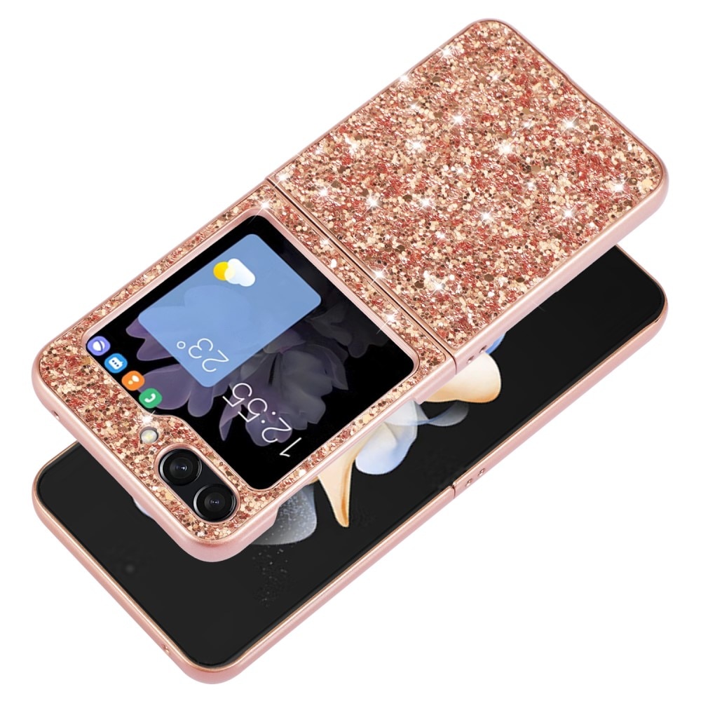 Glittercover Samsung Galaxy Z Flip 6 rose guld