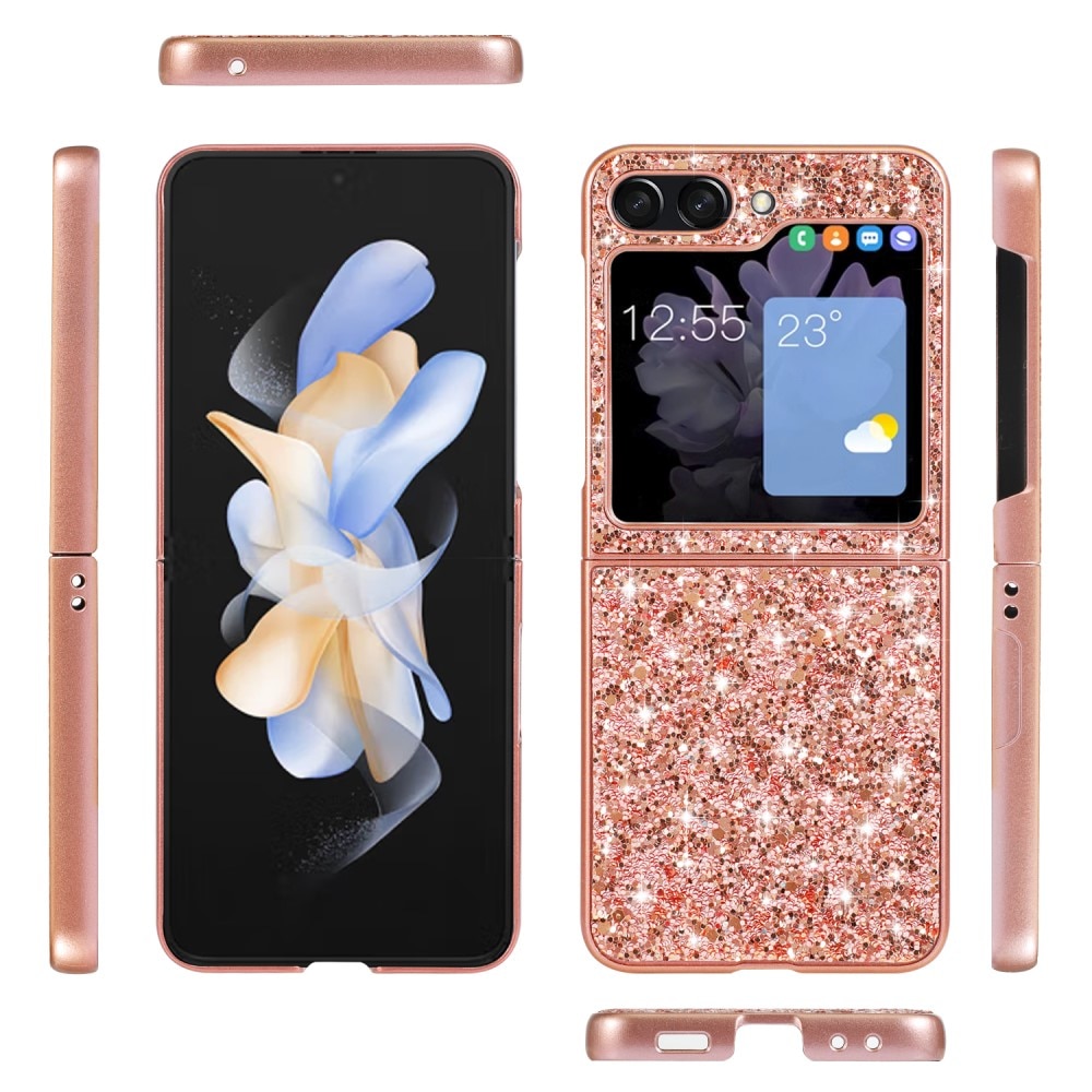 Glittercover Samsung Galaxy Z Flip 6 rose guld