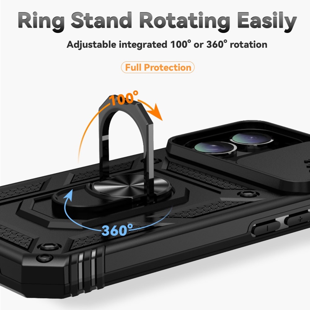 Hybridcover Ring + Kamerabeskyttelse iPhone 16 Plus Sort