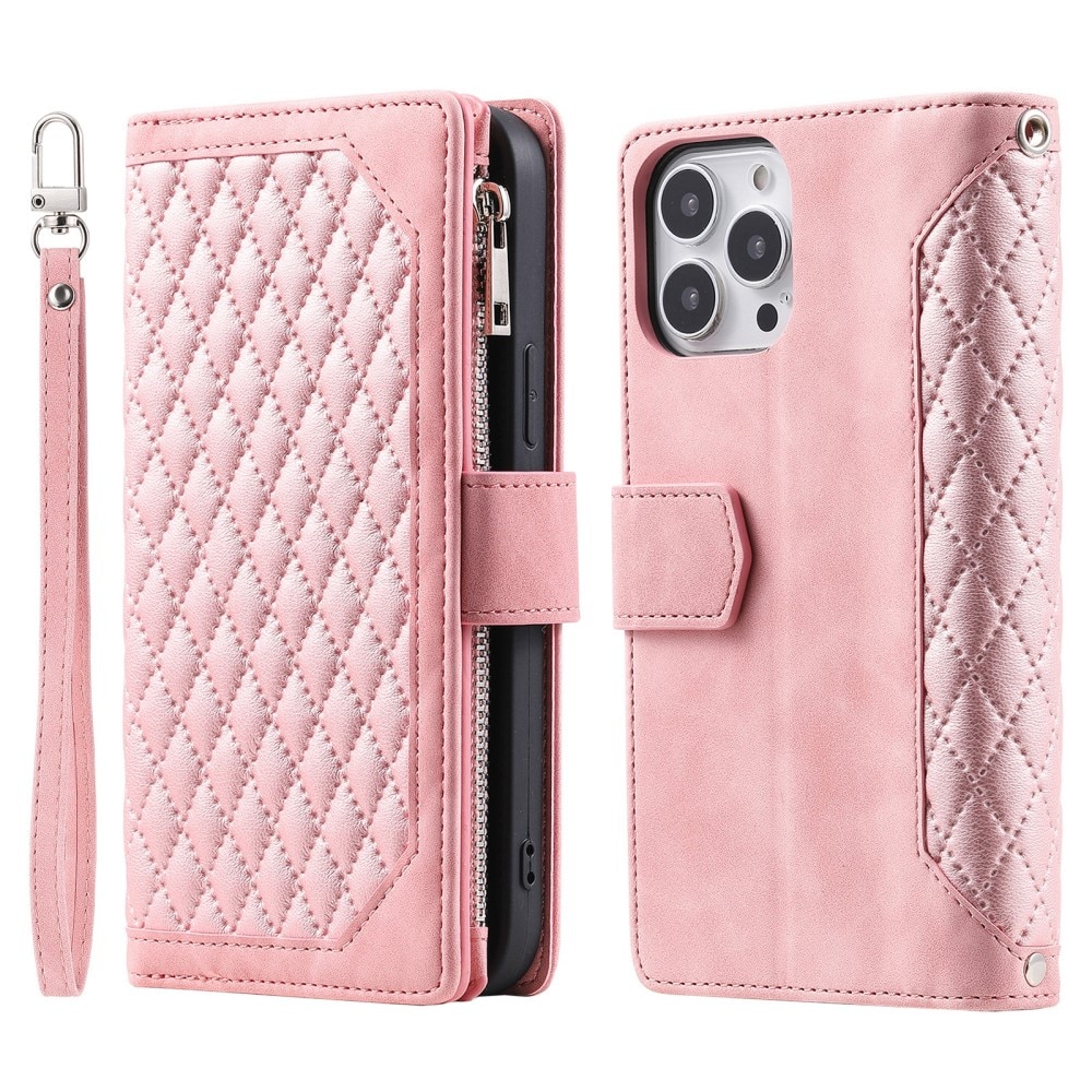 Pung Taske iPhone 16 Pro Quilted Lyserød