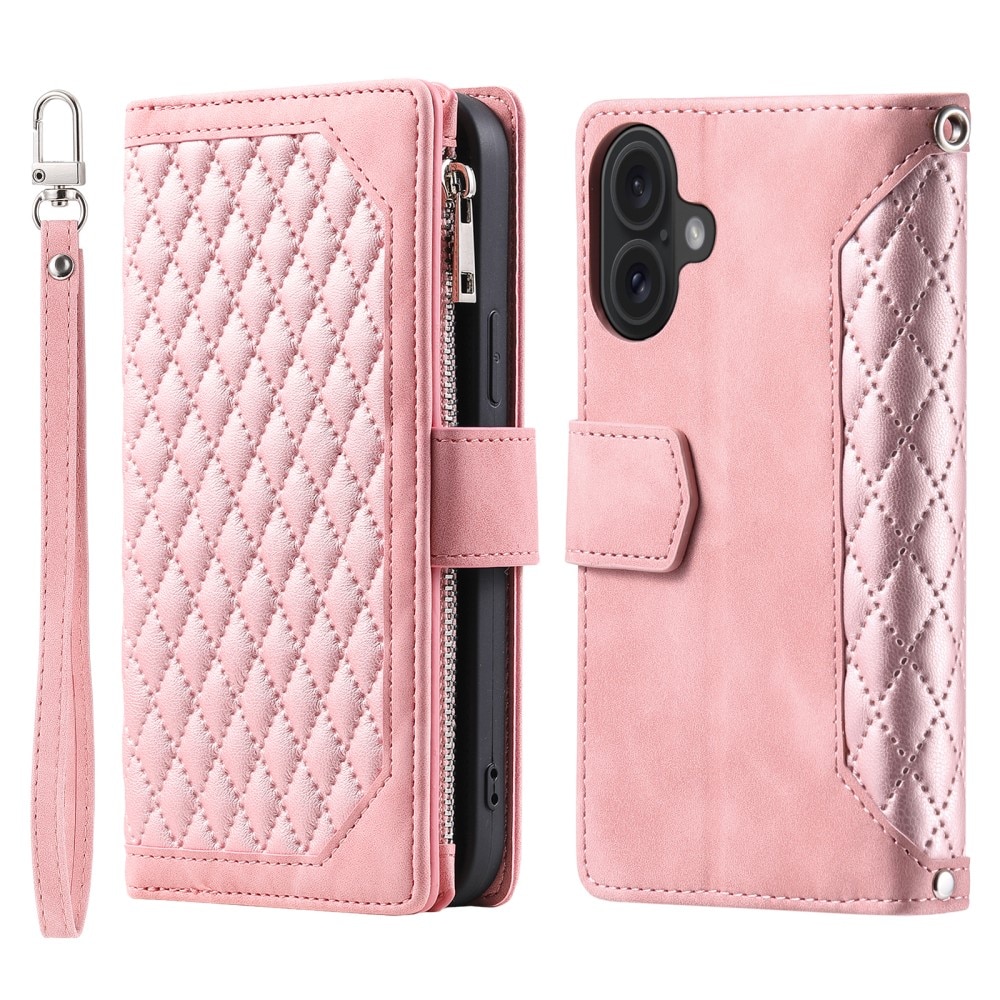 Pung Taske iPhone 16 Quilted Lyserød