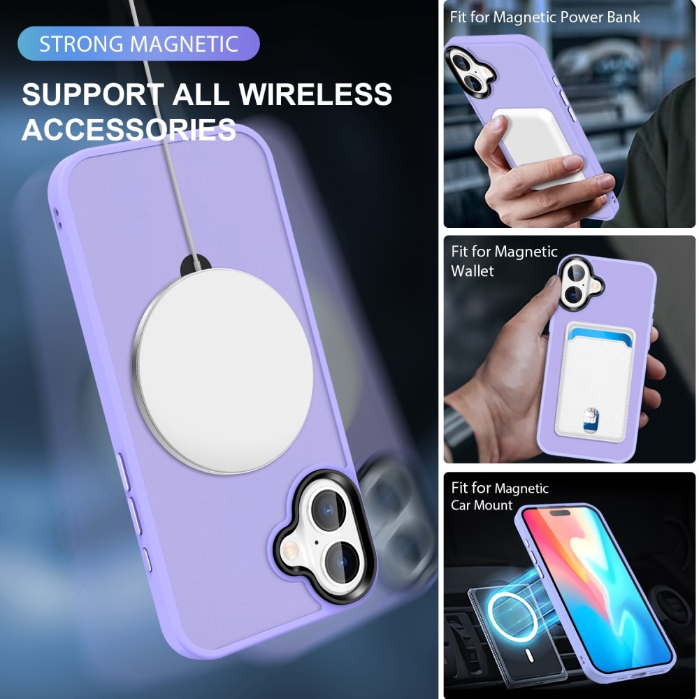 Hybridcover MagSafe Ring iPhone 16 Lilla