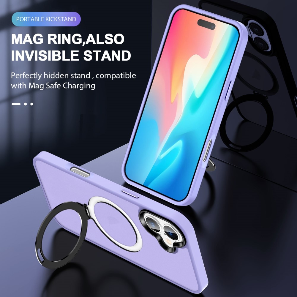 Hybridcover MagSafe Ring iPhone 16 Lilla