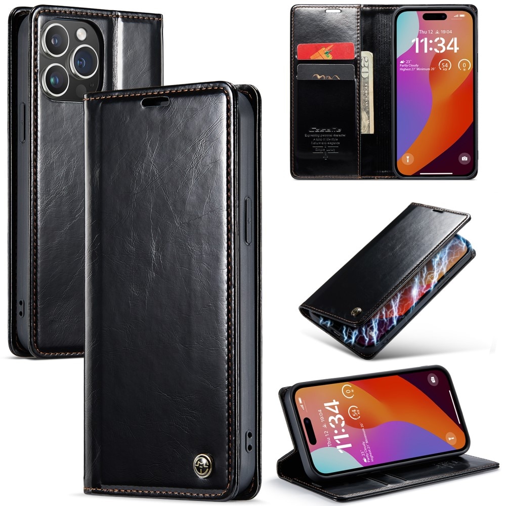 Leather Wallet iPhone 16 Pro Max sort