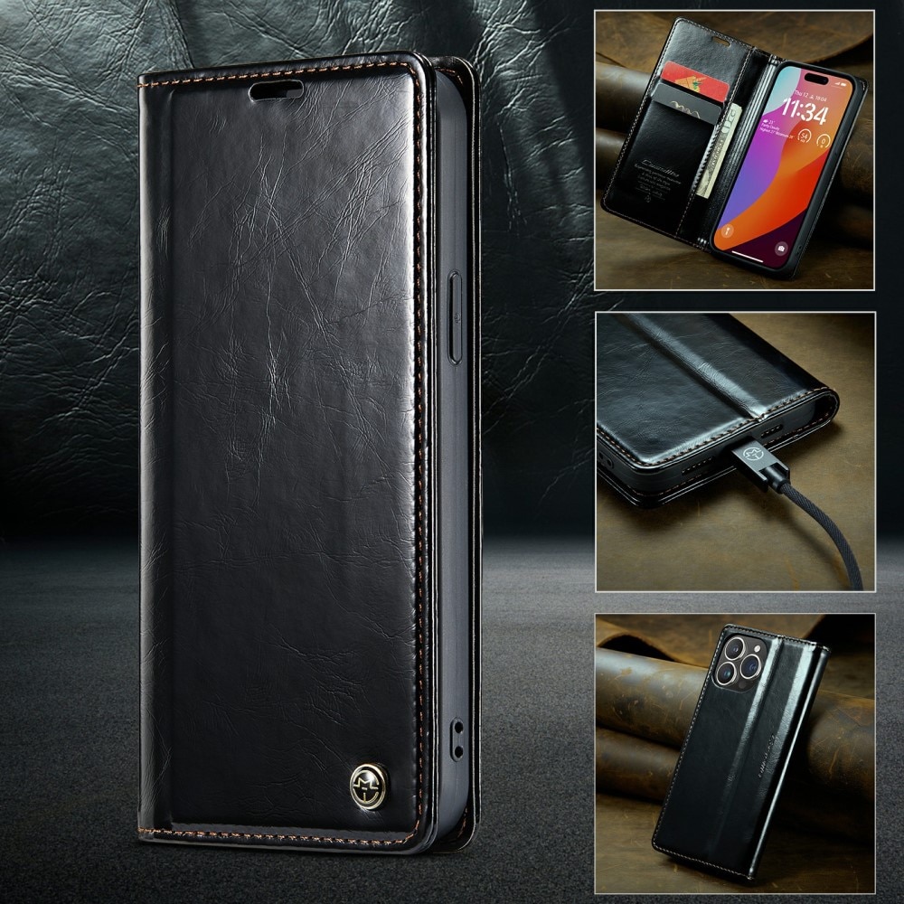 Leather Wallet iPhone 16 Pro Max sort