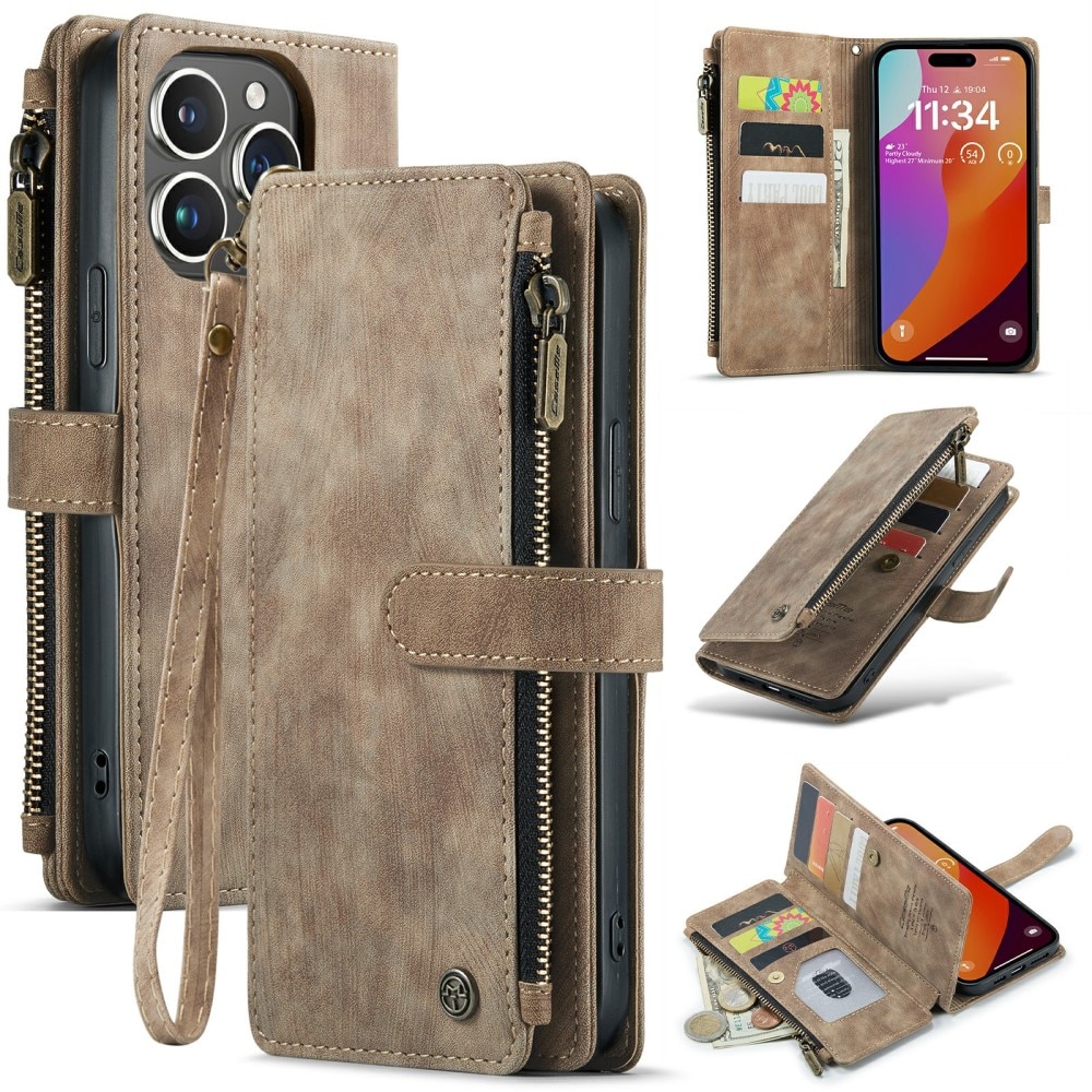 Zipper Wallet iPhone 16 Pro Max Brun