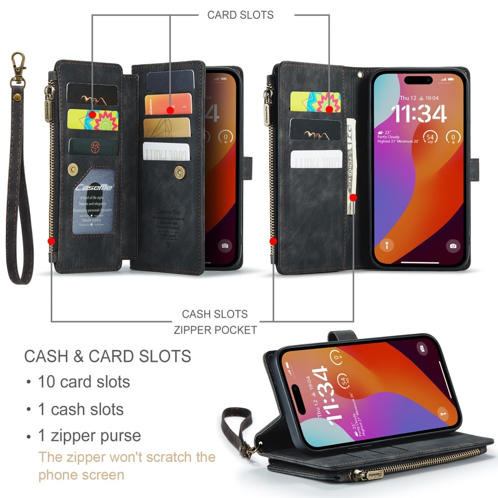 Zipper Wallet iPhone 16 Pro Max Sort